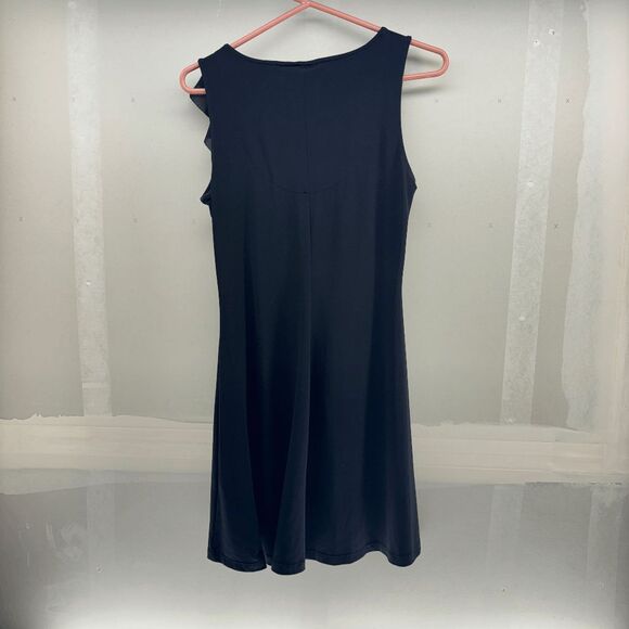 Elle Size Small Chest Ruffle LIttle Black Dress Midi Length Very Good Condition - Picture 3 of 4